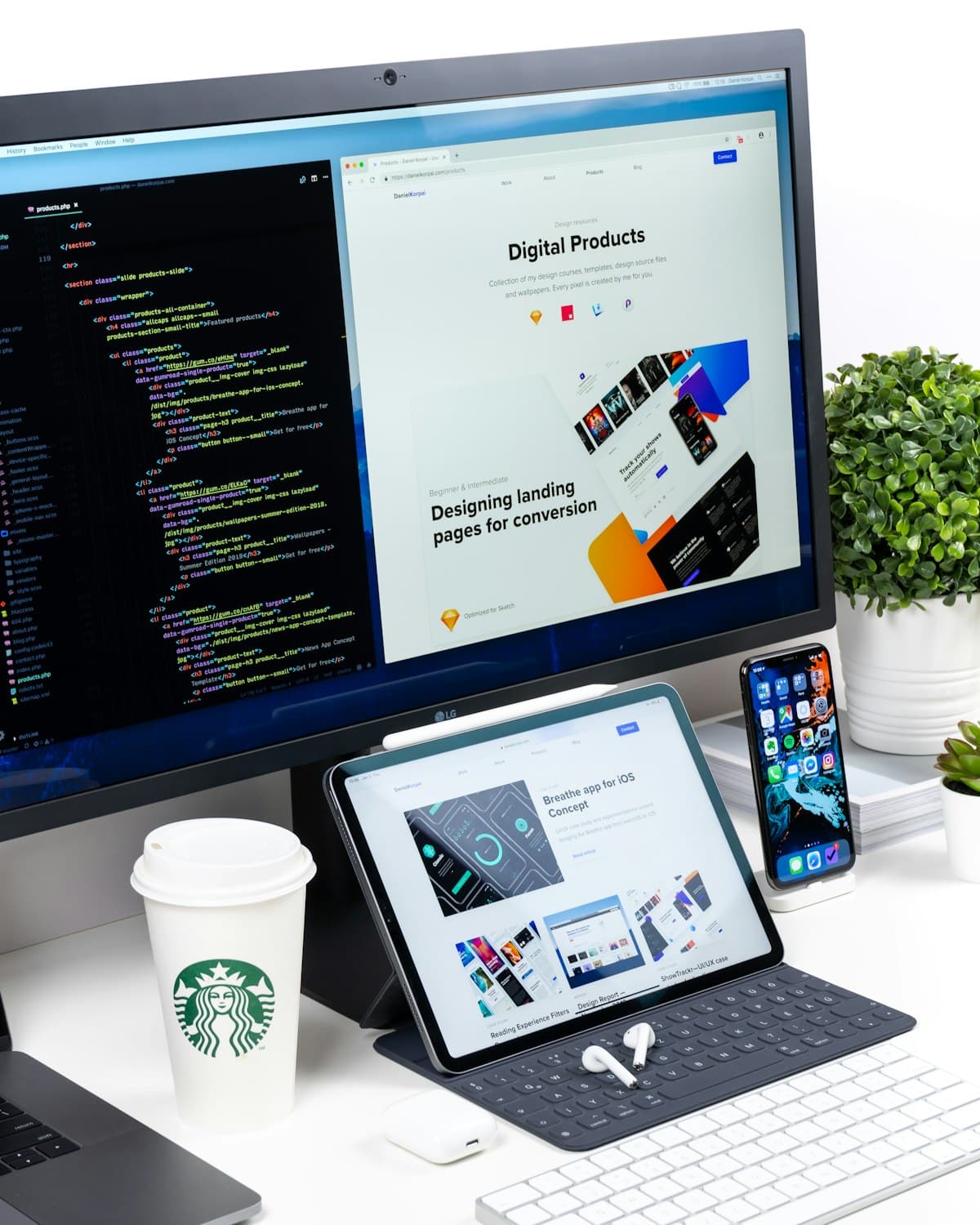 Modern web development workspace